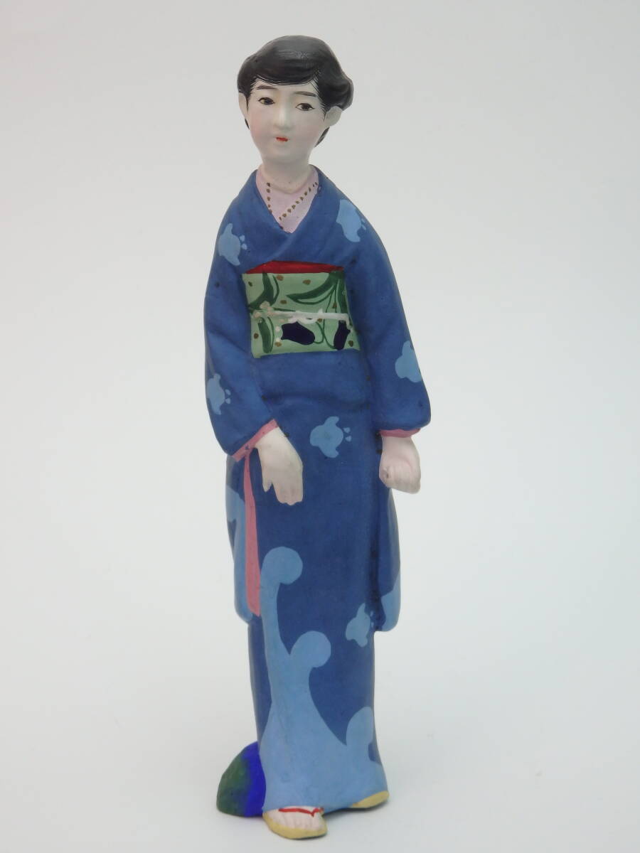  earth doll wave thousand bird kimono .. woman old Hakata . earth toy tradition industrial arts earth production Showa era the first period 