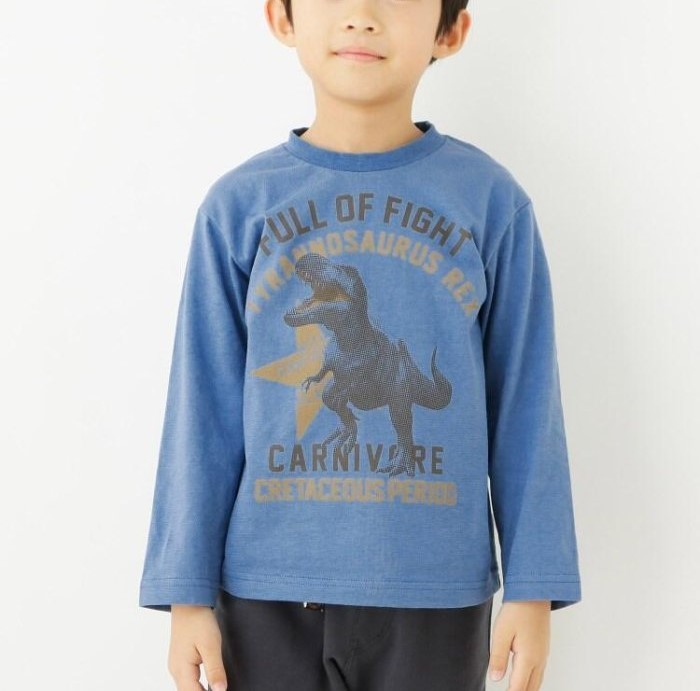 新品　HusHusH(Kids)　リアル恐竜プリント長袖Tシャツ　ブルー　14(140cm)　定価1098円 _画像1