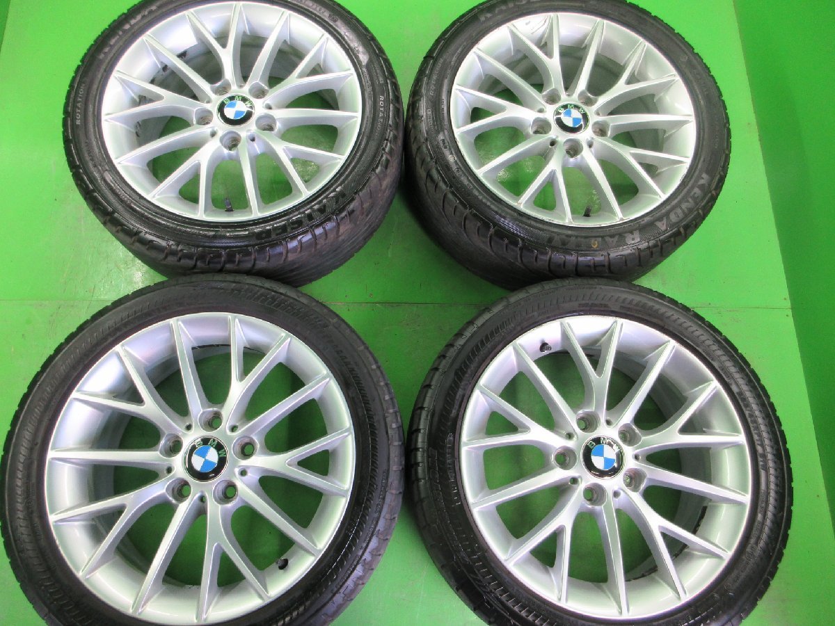 PCD120 BMW純正 6790205 7j/+40 ハブ約73㎜ タイヤ 225/45R17 約9分山 4本セット! 中古 1シリーズ 3シリーズなど 流用スペア交換などに!の画像1