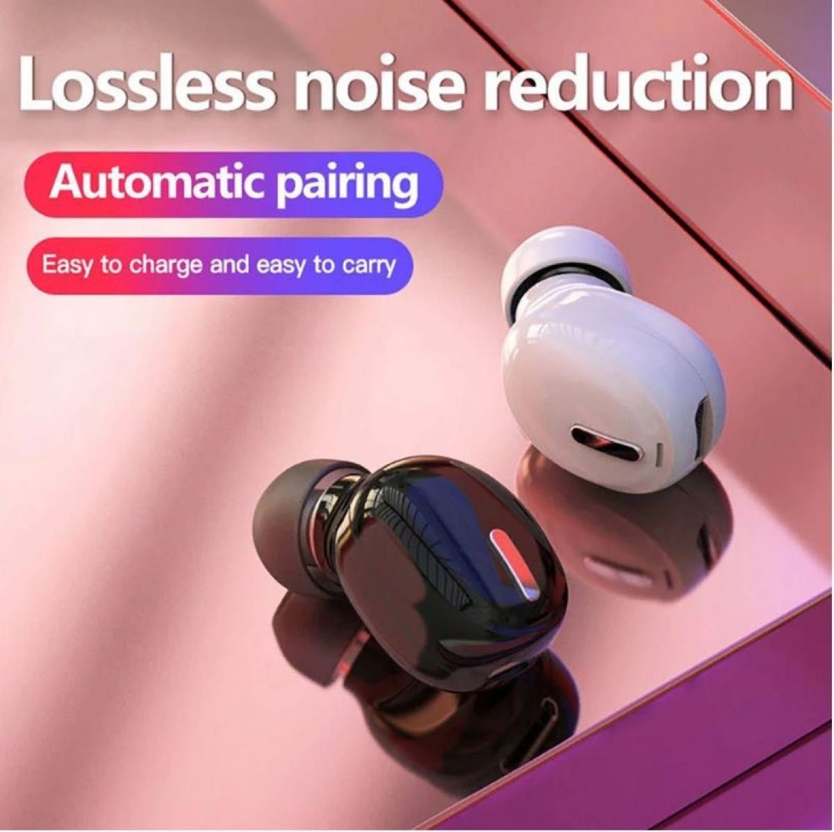 2個セット ワイヤレスイヤホン Bluetooth5.0 インイヤー カナル型 片耳用 スポーツ ハンズフリー ホワイト