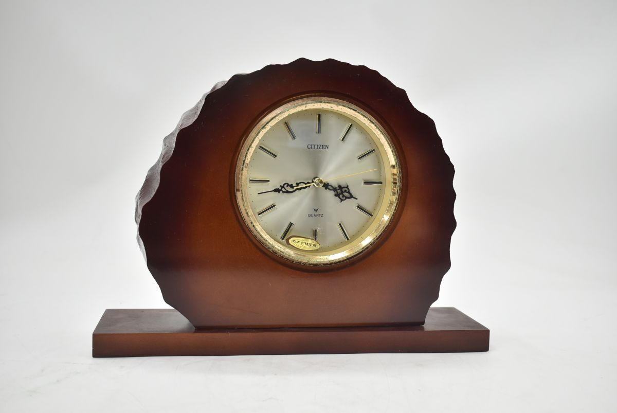 (763M 0328S1) 1円～ CITIZEN シチズン 4RG231-A 年輪時計 リズム時計 アナログ時計 木製 置き型時計 アンティークの画像1