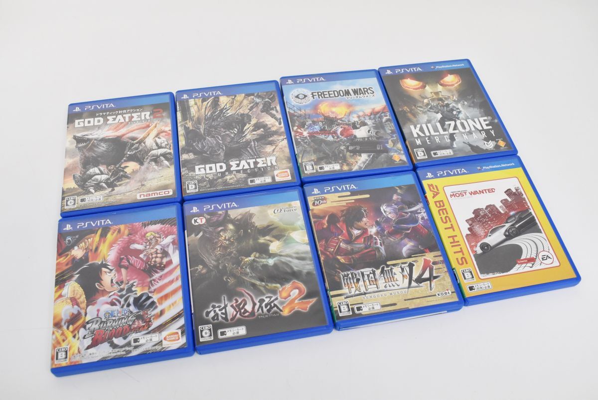 (763S 0329M24) PSVITA ソフト 8点セット 戦国無双4 討鬼伝2 キルゾーン ゴッドイーター2 他 カセット ゲーム まとめて_画像1