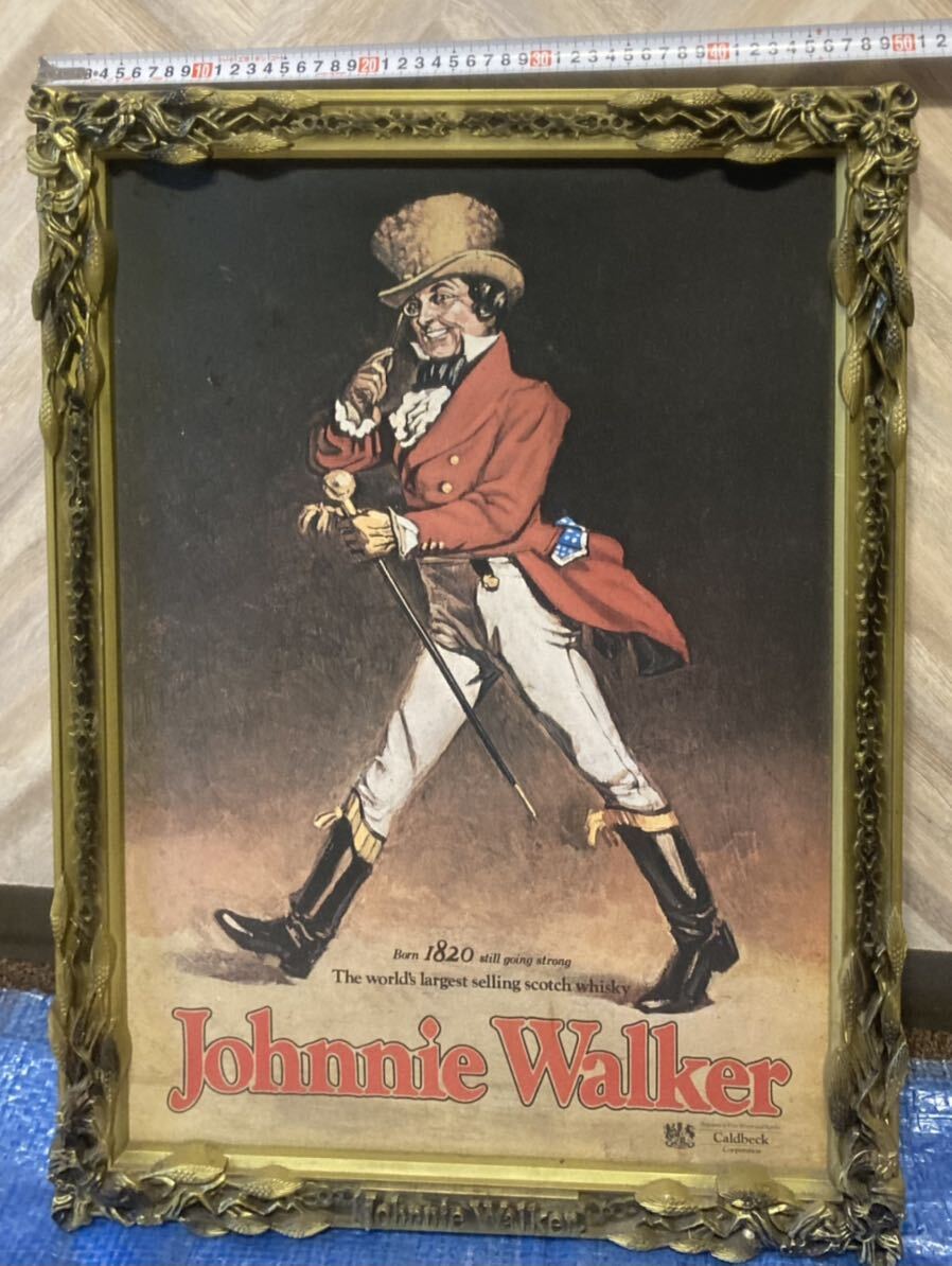  ジョニーウォーカー Johnnie walker 看板 額縁 ウイスキー ポスター 酒場 絵画風 油絵風 ディスプレイ 額装 アンティーク ビンテージ の画像2