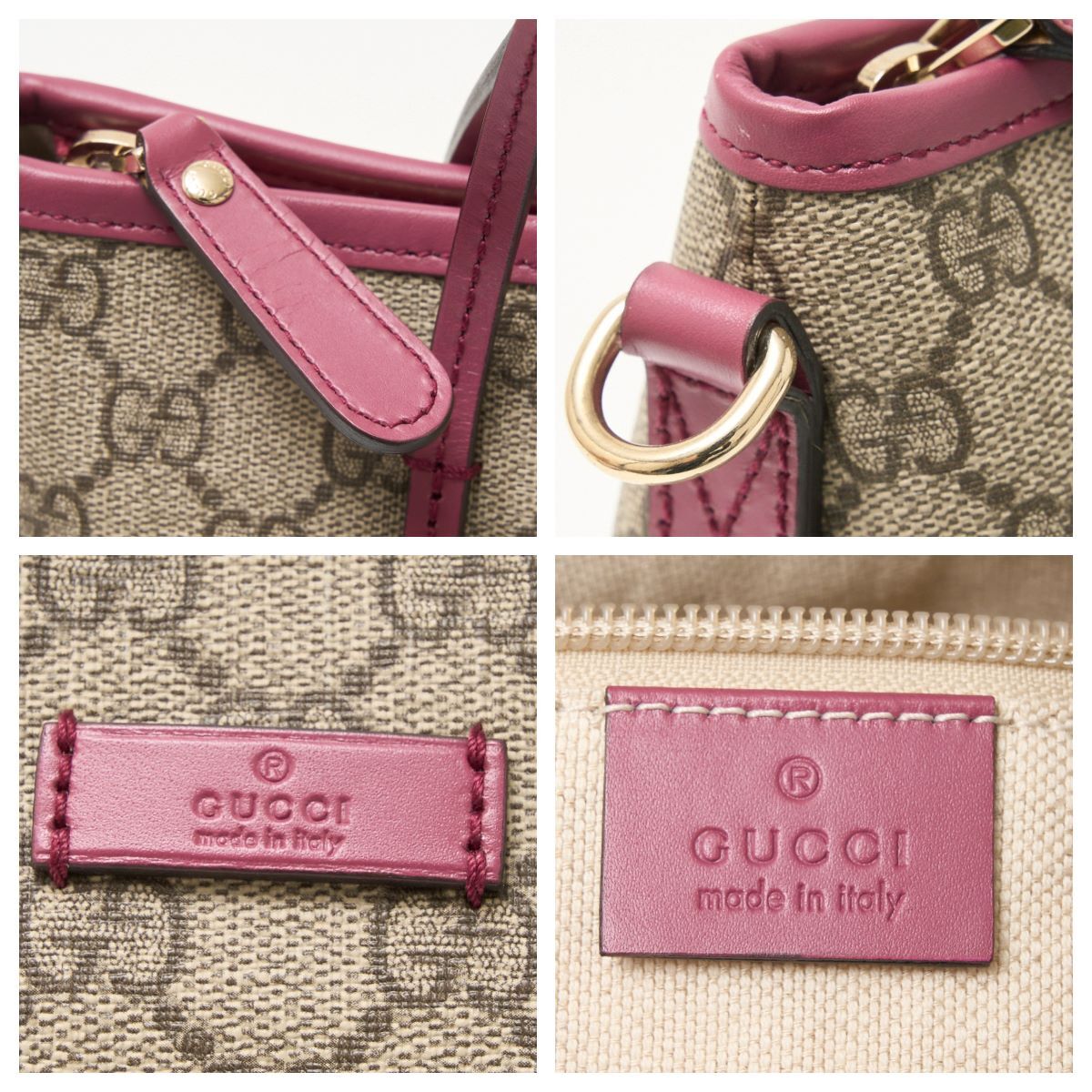 GUCCI グッチ GGスプリーム 2WAY ショルダーバッグ 353440 ハンドバッグ GGスプリームキャンバス×レザー ベージュ×ピンク×ゴールド_画像9