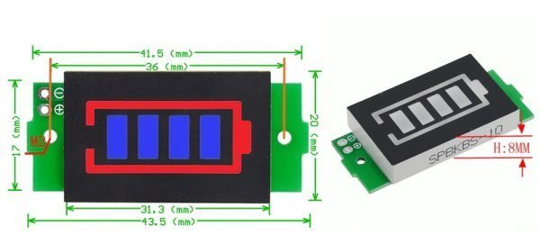 リチウムバッテリー容量インジケータモジュール 6.6-8.4V 色：ブルー バッテリー電源テスター (type：2S－7.2V) 即納 SPBKAS-5.8_画像4