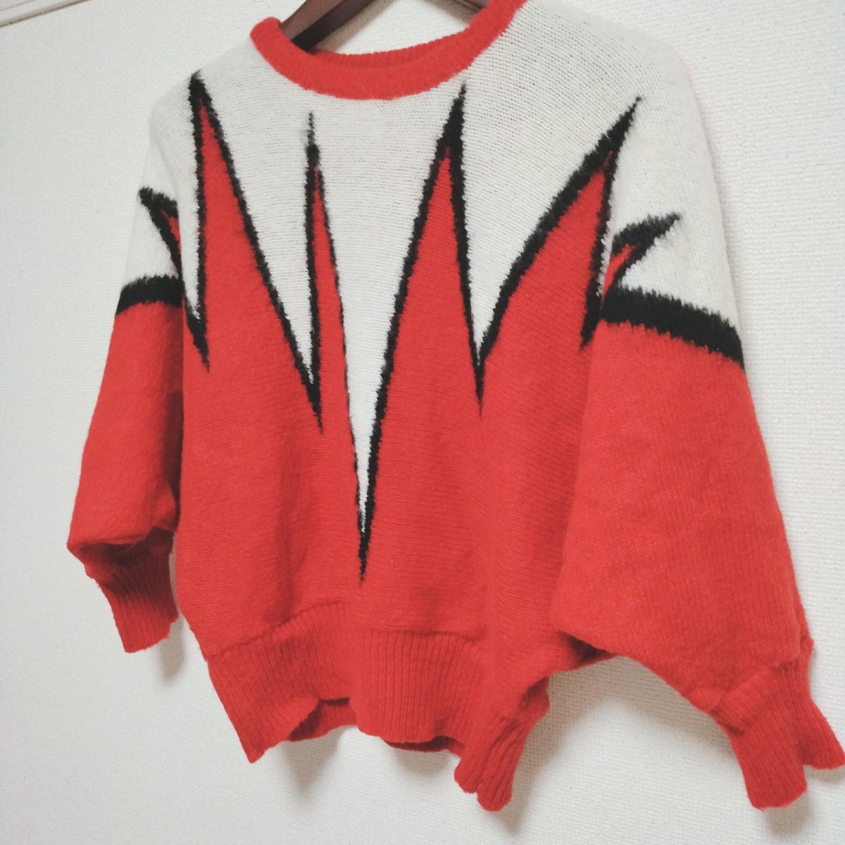 古着【90s】デザインニット Lightning Design Sweater レッド 