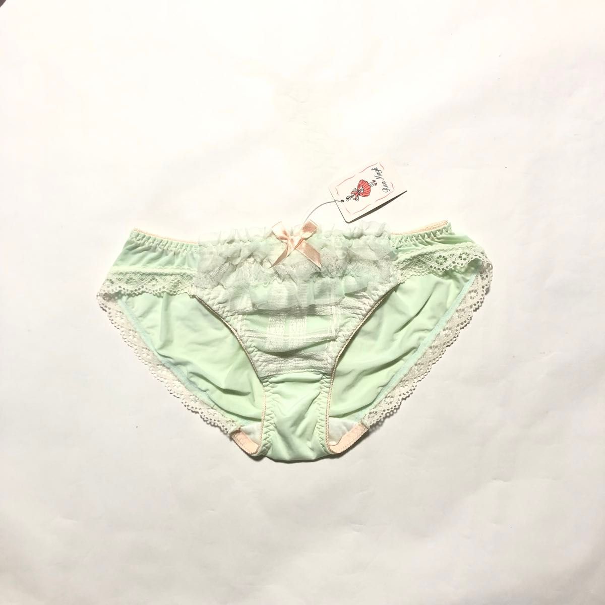 【Risa Magli】リボン&フリル　チェック模様　ピンク・グリーン　ショーツ　2枚セット　Mサイズ♪