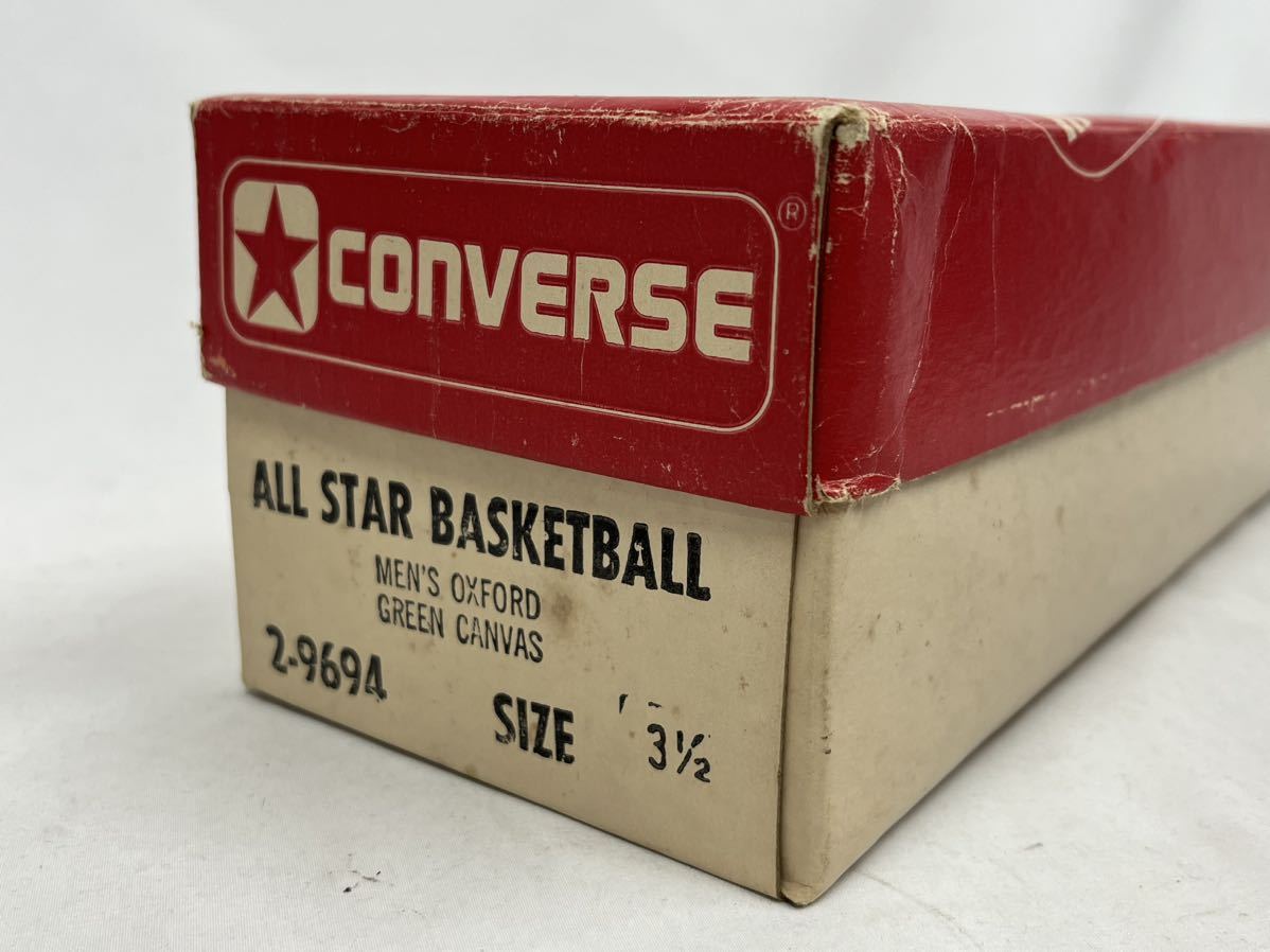 ★USA製 70s~80s CONVERSE コンバース all star basketball men's oxford green canvas made in usa 2-9694 グリーン 緑 22.5cm 3 1/2 赤箱_画像10