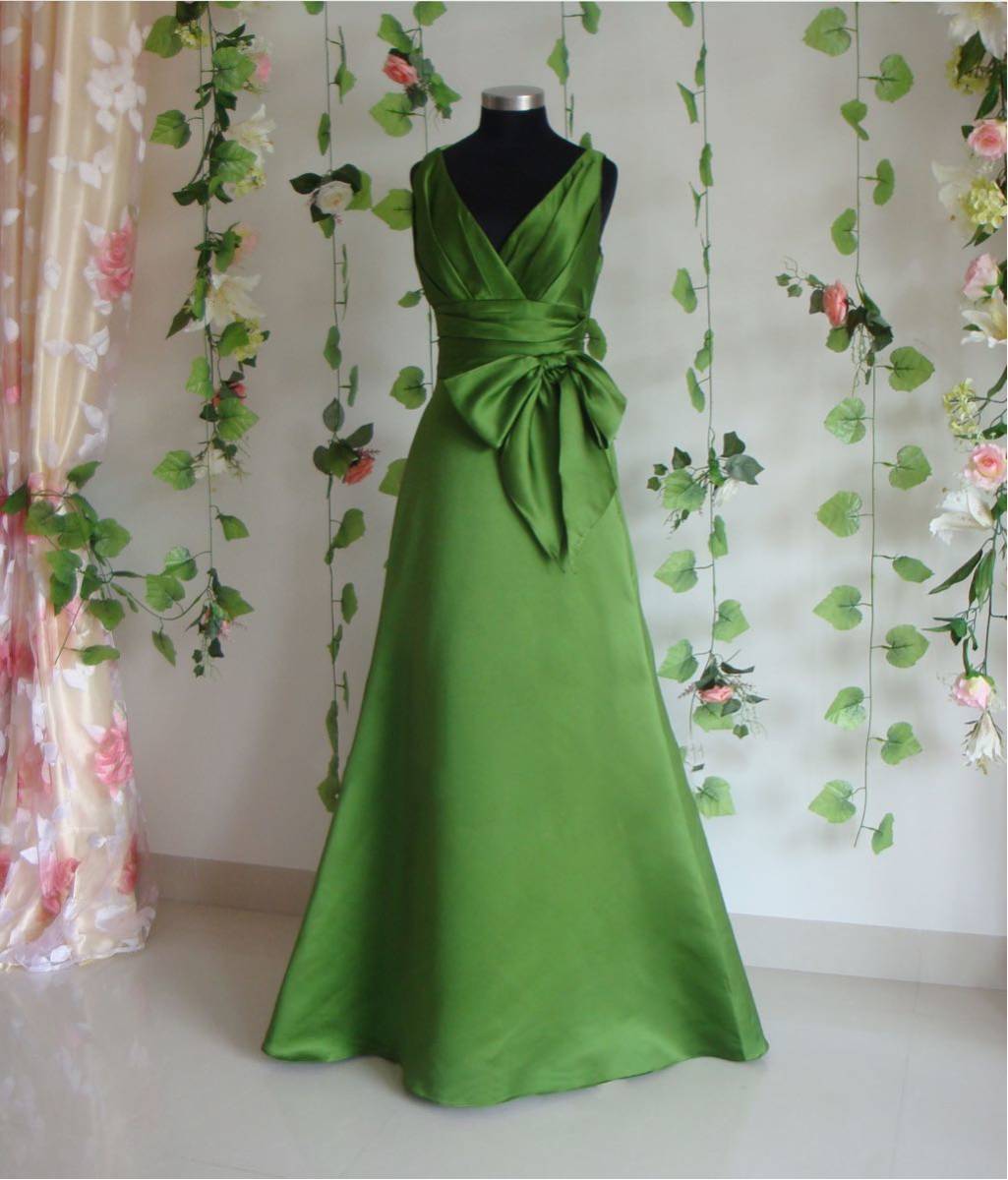  new work p rom dress long dress size order free color modification free V neck ribbon pretty musical performance . party presentation green 