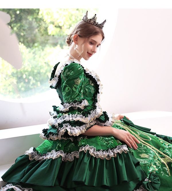 AC08 storelj размер заказ бесплатный *.. зеленый!.... костюмы императорская фамилия . женщина вечернее платье кринолин головной убор ( шляпа ) приложен передний .