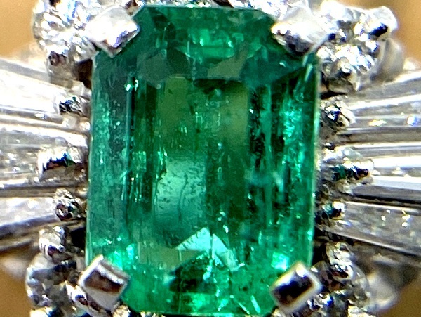 [ prompt decision /6.5 number ] PT900 emerald diamond ring E:0.70ct D:0.38ct ring jewelry platinum 6.1g