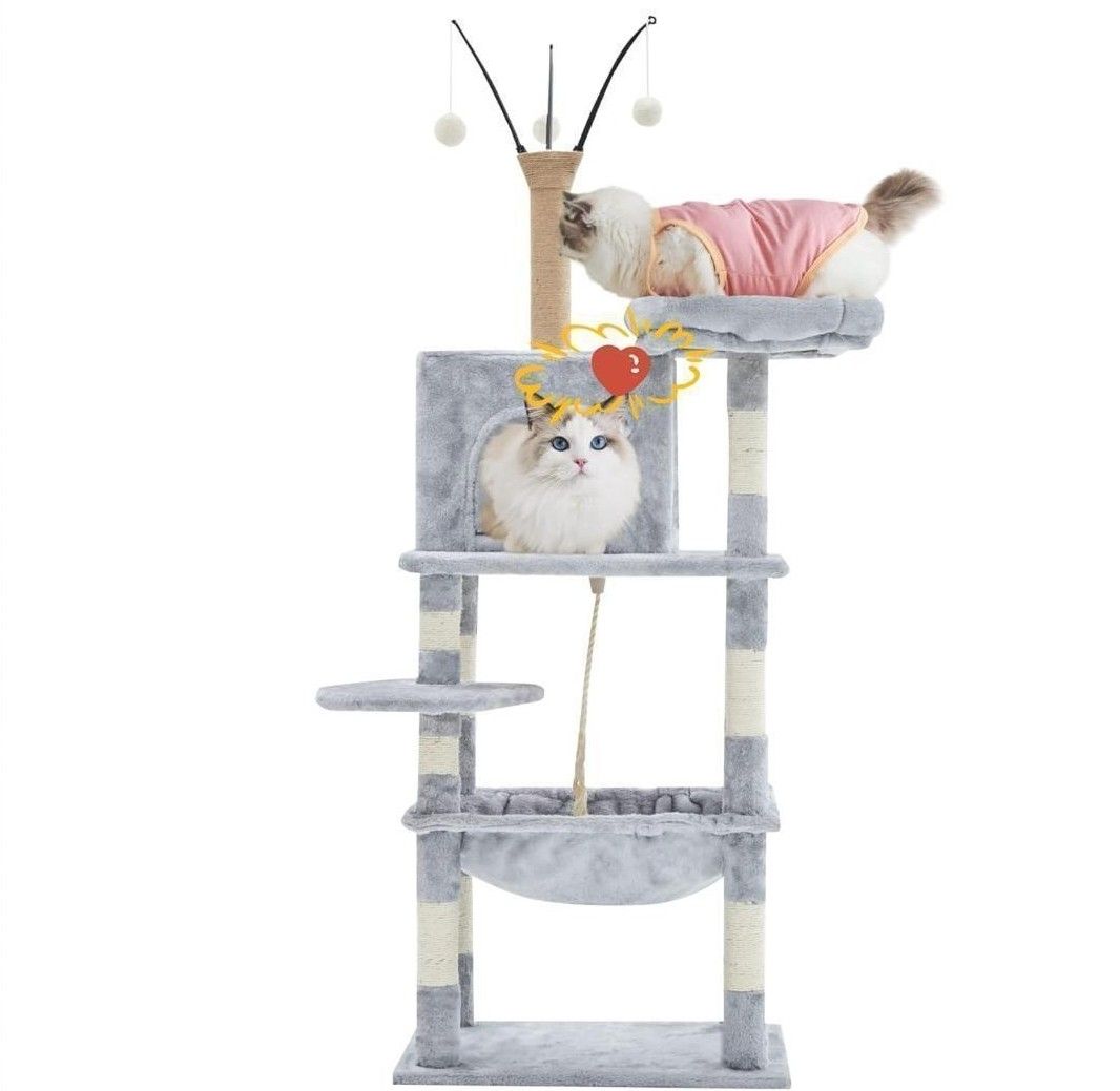 キャットタワー 猫タワー ツリー スリム 省スペース お洒落 爪とぎ 組立簡単 140cm  爪とぎ 大型 麻紐