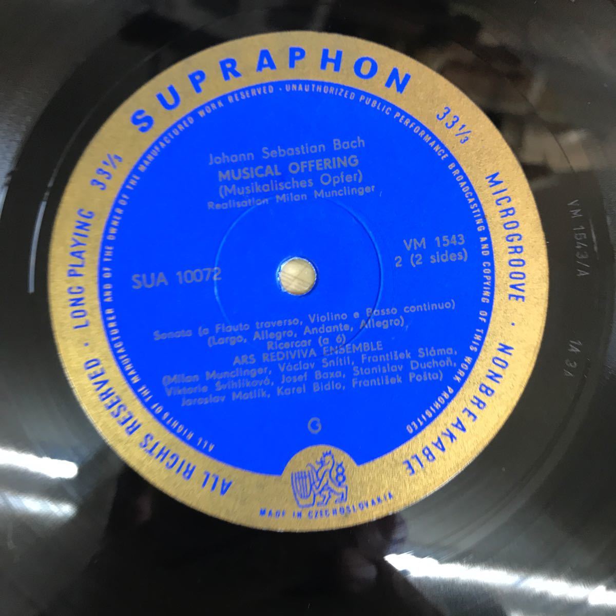 美品 SUPRAPHON最初期盤 ムンツリンゲル アルス・レディヴィヴァ合奏団 音楽の捧げ物の画像1
