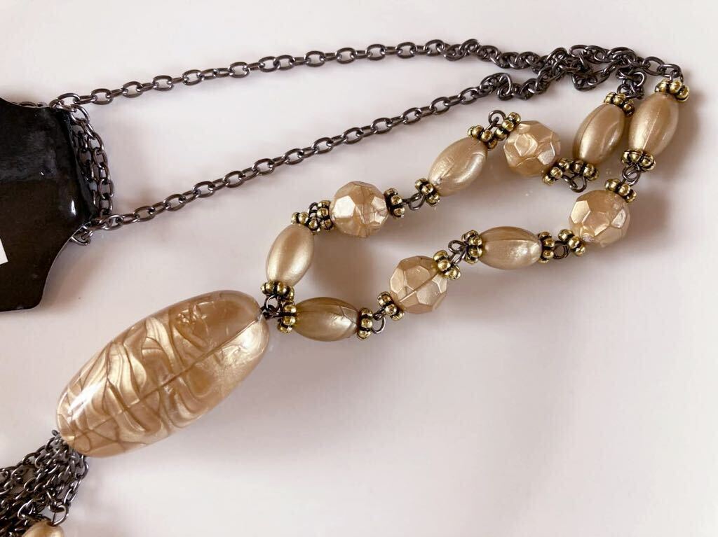 未使用 上品 ネックレス アンティーク ペンダント ベージュ系 ヴィンテージ アクセサリー antique necklace pendant vintage accessory F_画像8