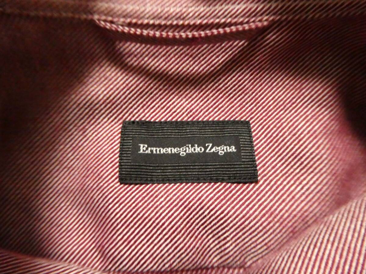 正規品 美品 近年モデル Ermenegildo Zegna エルメネジルドゼニア コットン BD ボタンダウン 長袖シャツ S/48 赤 レッド_画像6