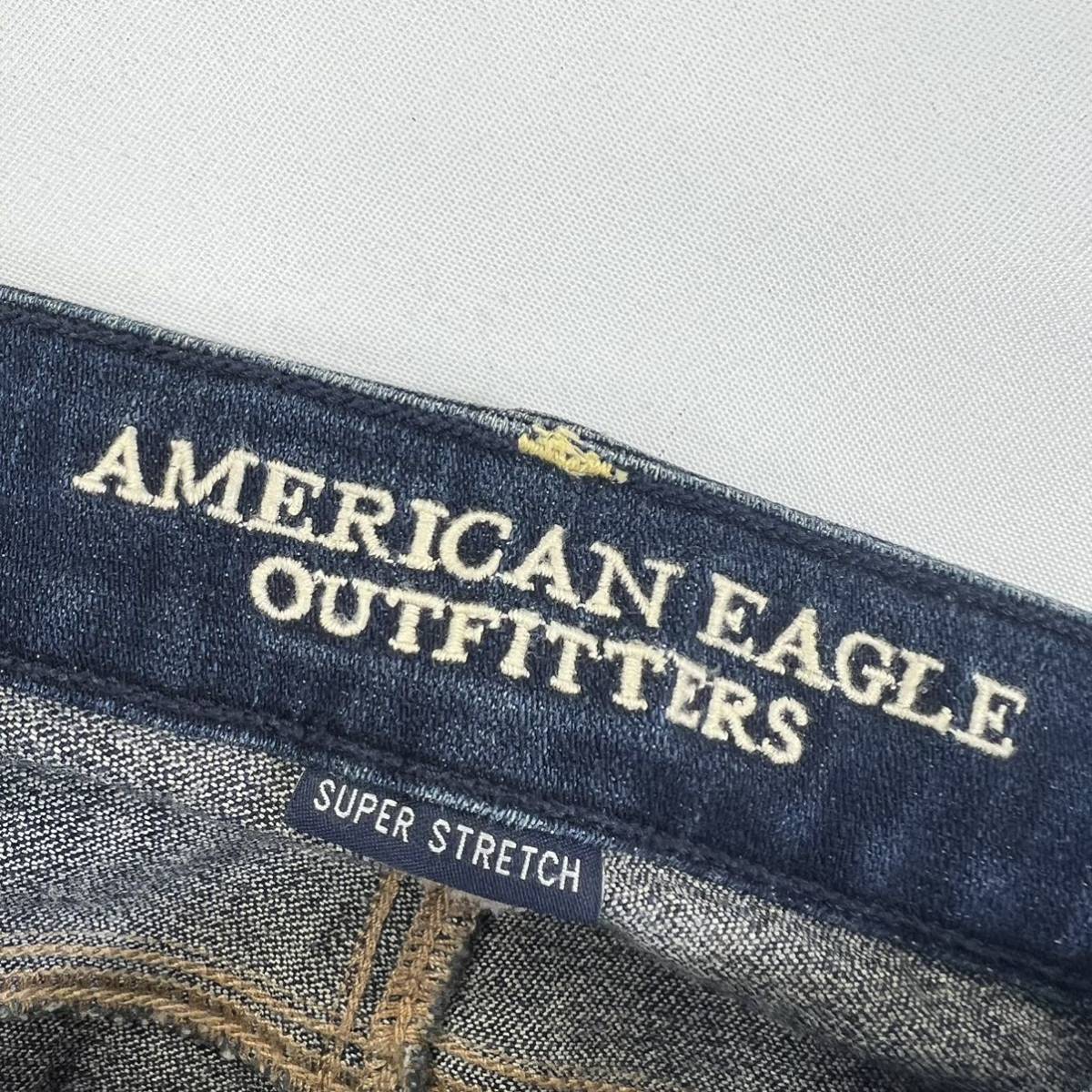 American Eagle ☆ ヘビロテ◎ スーパーストレッチ スキニ ジーンズ パンツ ブルー デニムパンツ 0 W29相当 アメリカンイーグル■Ja7274_画像6