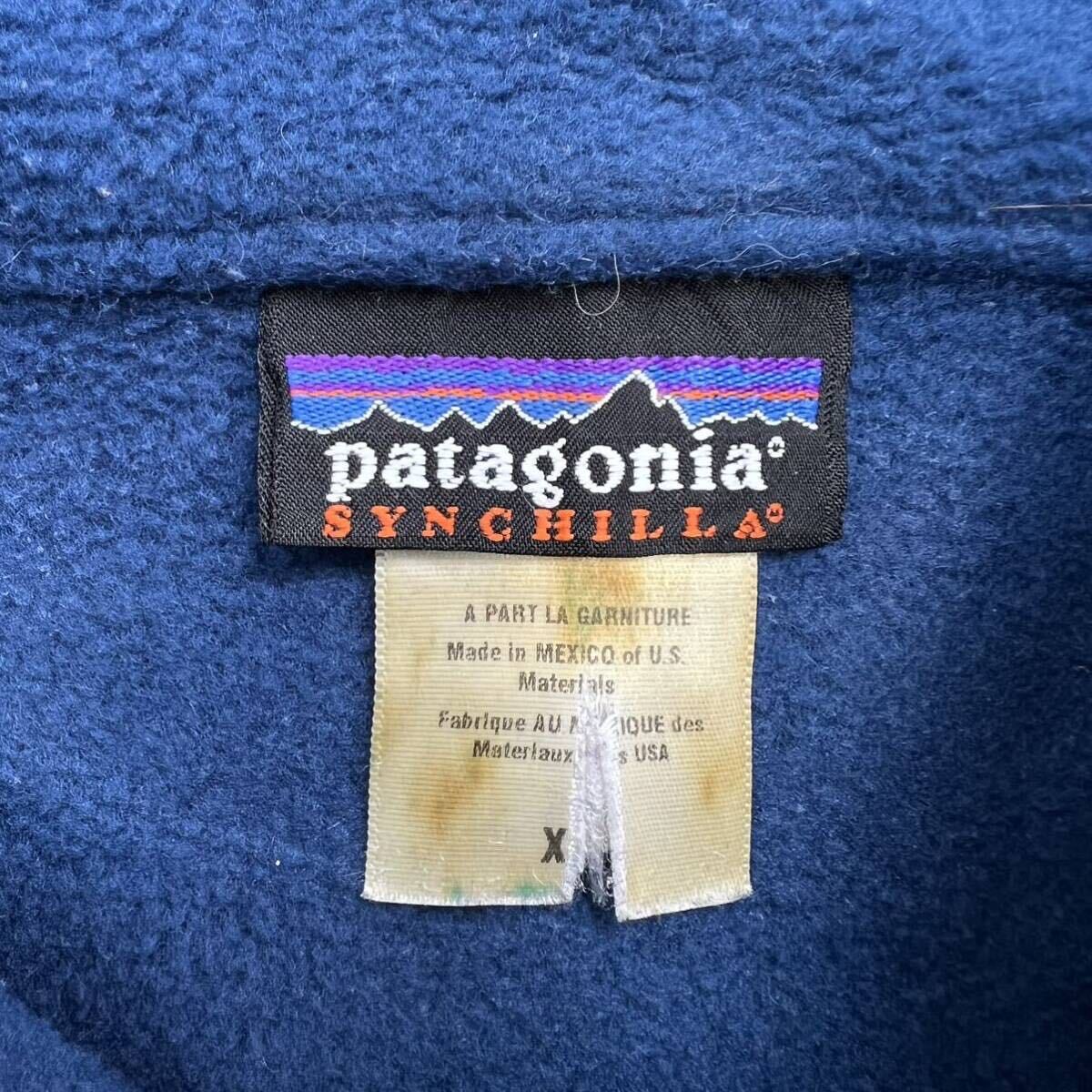 patagonia ☆ メキシコ製 シンチラ フリース プルオーバージャケット ブルー XL アウトドア ゴープコア 古着 廃盤型 パタゴニア■CC270_画像5