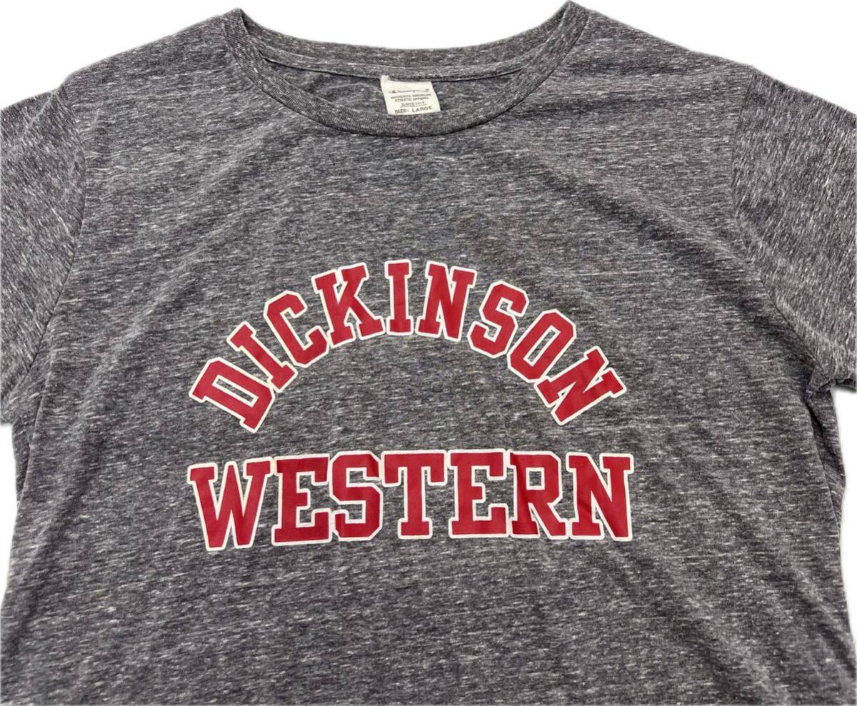 Champion ☆ DICKINSON WESTERN カレッジ プリント 半袖 Tシャツ 霜降り グレー L アメカジ ストリート 古着 人気 チャンピオン■BM106_画像4