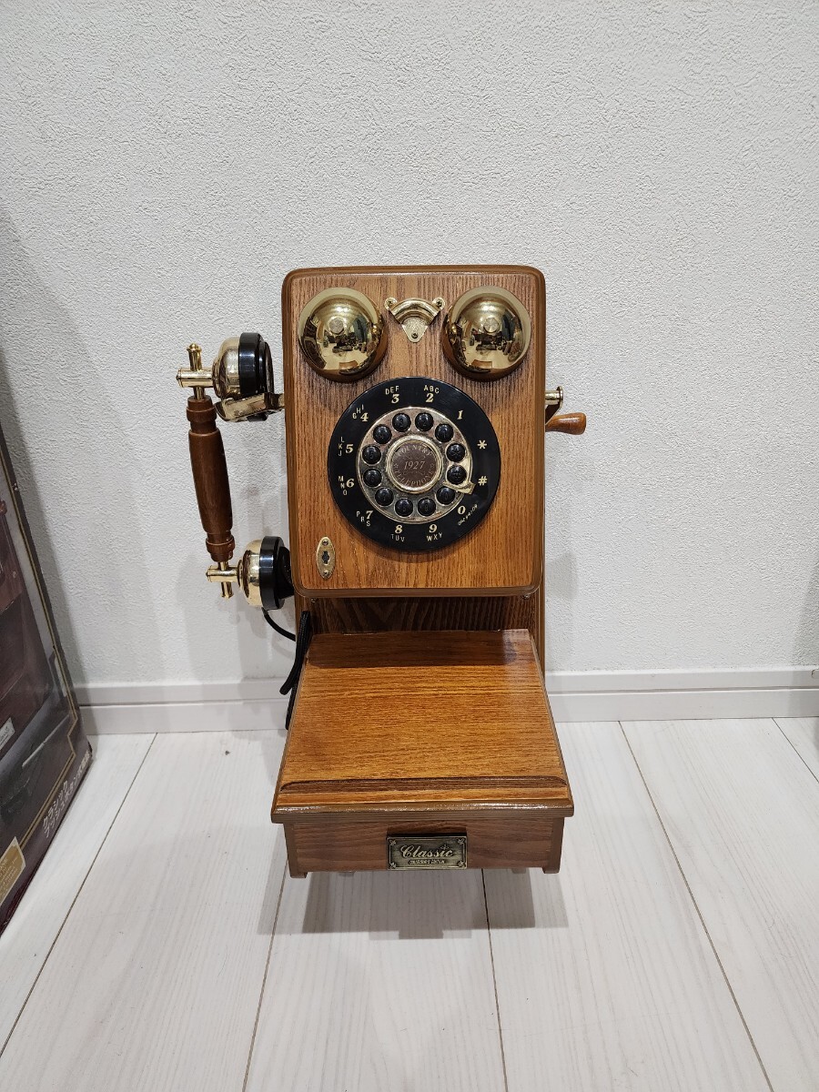 昭和レトロ クラシックプッシュボタン式電話 木製 レトロ 電話機 インテリア トイコー アンティーク電話 の画像2