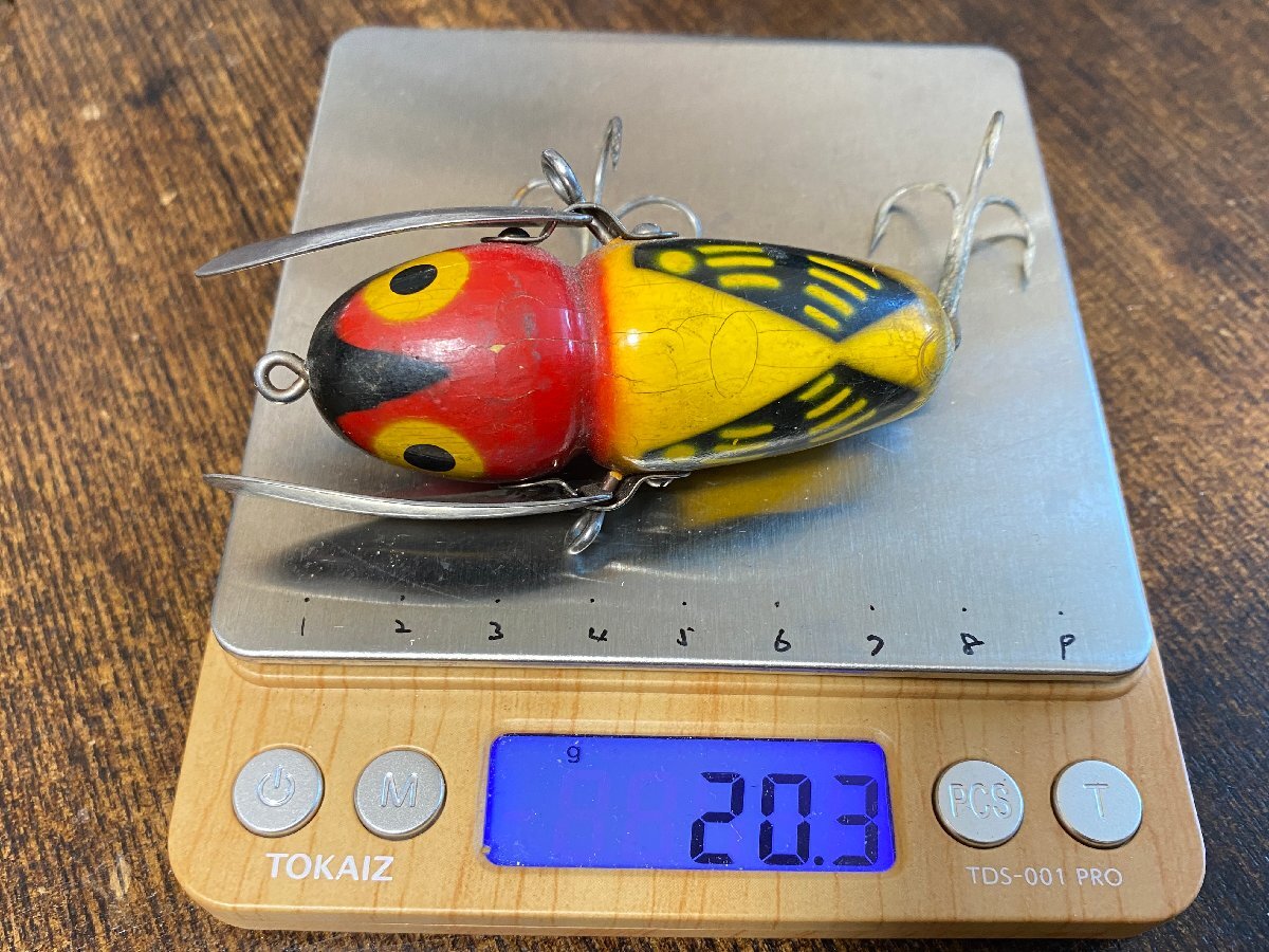 40s Heddon #2100 Crazy Crawler ウッド!! オールド!!初期!!2ピースリグ!!/オールドへドンクレイジークローラー オールドタックル_画像5