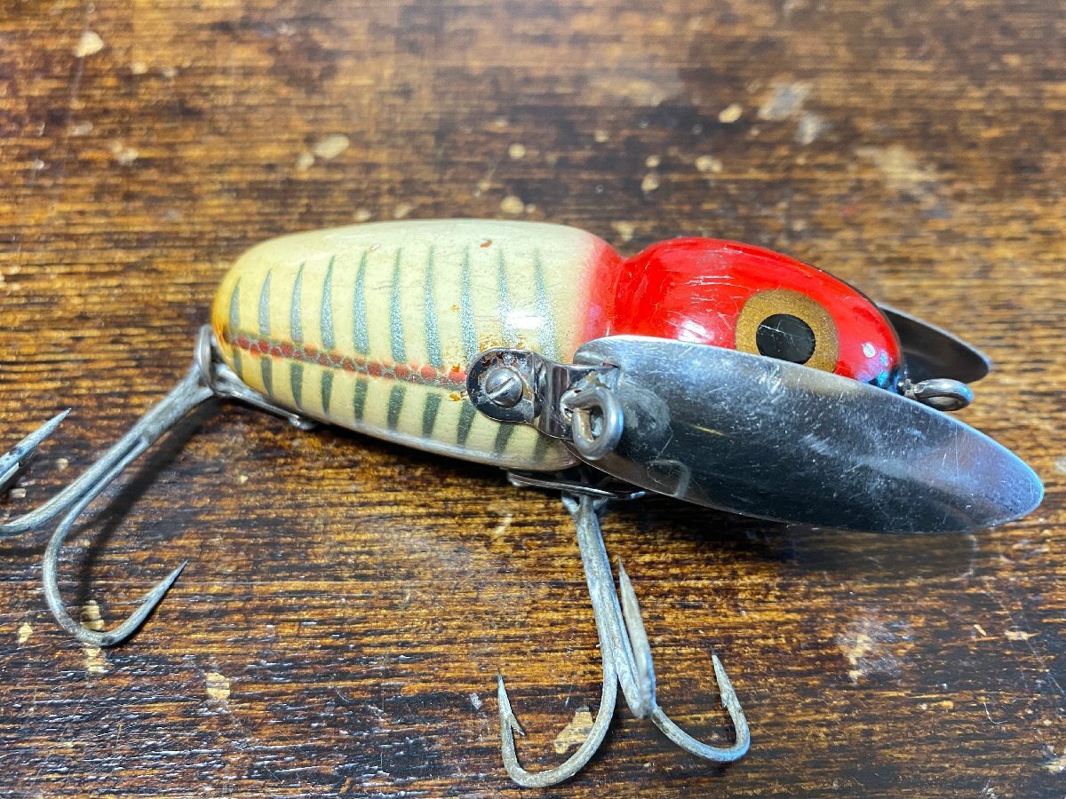 40s Heddon #2100 Crazy Crawler ウッド!! オールド!! 美品!! 2ピースリグ!!/オールドへドンクレイジークローラー オールドタックル_画像4