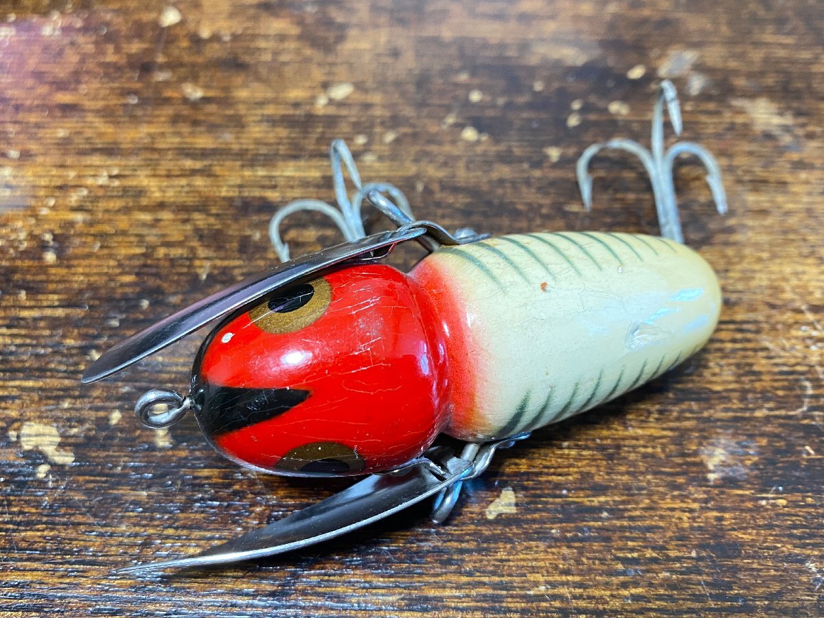 40s Heddon #2100 Crazy Crawler ウッド!! オールド!! 美品!! 2ピースリグ!!/オールドへドンクレイジークローラー オールドタックル_画像1