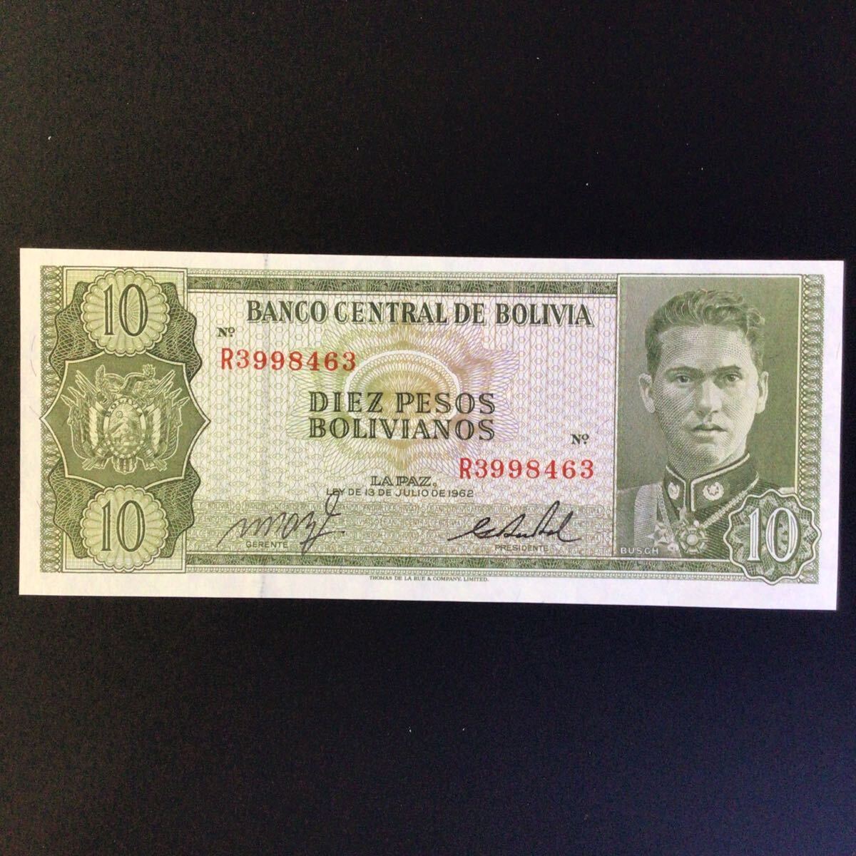 World Paper Money BOLIVIA 10 Pesos Bolivianos【1962】_画像1