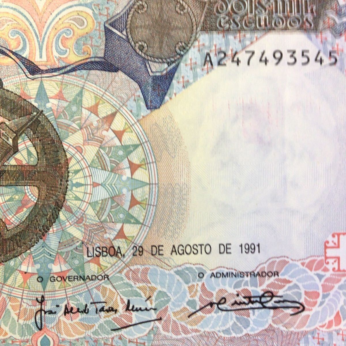 World Paper Money PORTUGAL 2000 Escudos【1991】_画像3