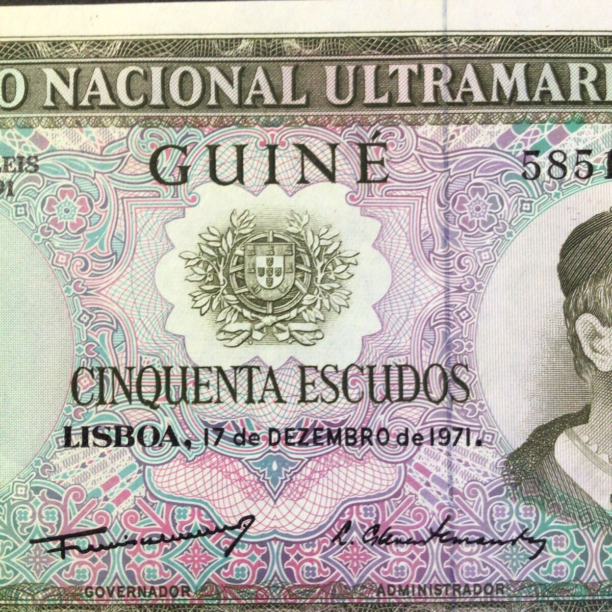 World Paper Money PORTUGUESE GUINEA 50 Escudos【1971】の画像3