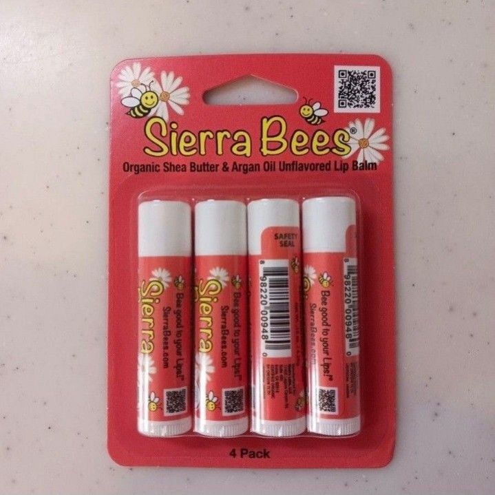 シエラビーズ　オーガニック リップクリーム　シアバター＆アルガンオイル　4本パック　Sierra Bees　リップバーム　有機