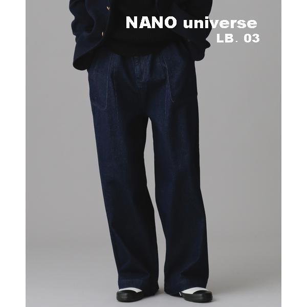 NANO universe LB.03 ベルテッドベイカーデニムワイドパンツ M