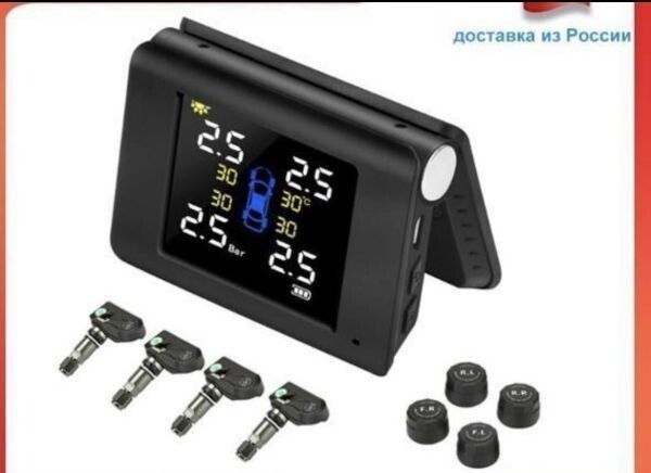 ★新品★最安値★ Develuck タイヤ空気圧警報監視システム TPMS 4 内蔵 外部センサー黒自動ワイヤレスソーラーパワー充電_画像3