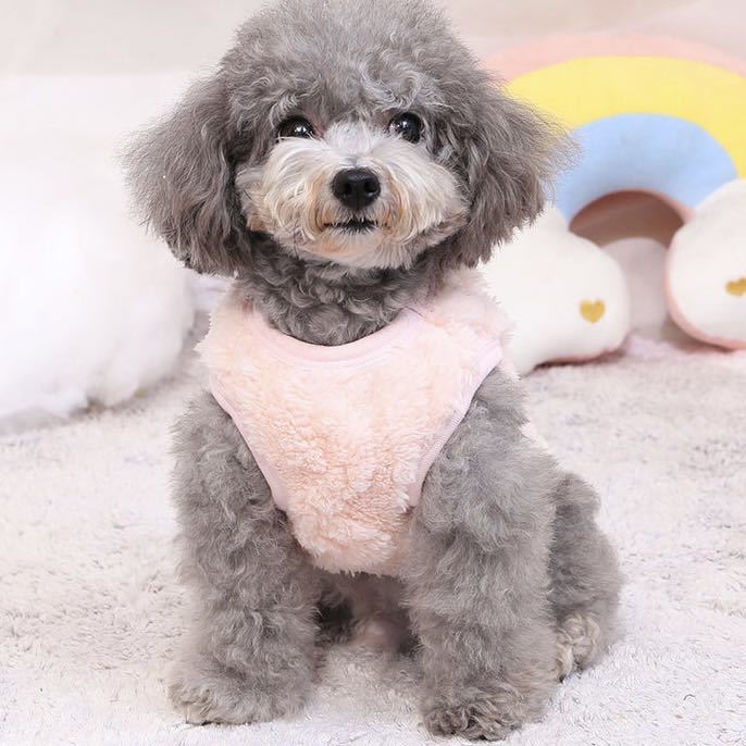 L 袖なし あったか ベスト （ピンク） 犬服 猫服 ペット用品 犬の服 ペット服 保温 モコモコ