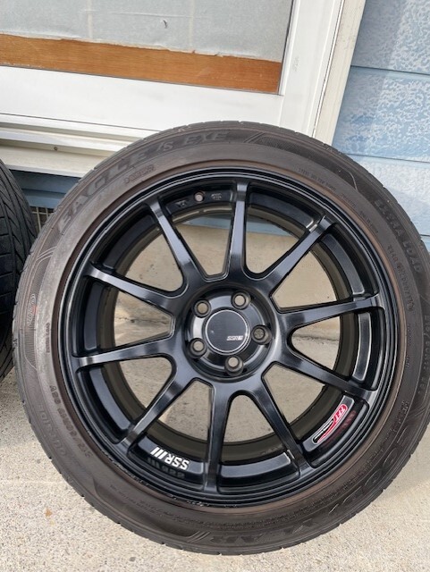 SSR　GTV02　FLAT　BLACK　17インチ　5H　P.C.D100　8J　インセット45　グッドイヤーLS　EXE　215/50R17　中古品　4本　中古品 _画像5