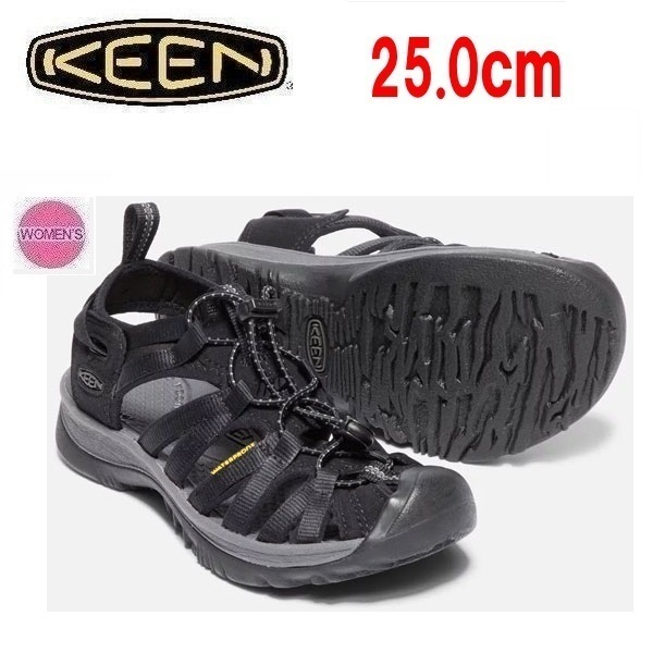 KEEN キーン ウィスパー ブラック レディース 25.0cm 1018227 女性用 サンダル アウトドア キャンプの画像1