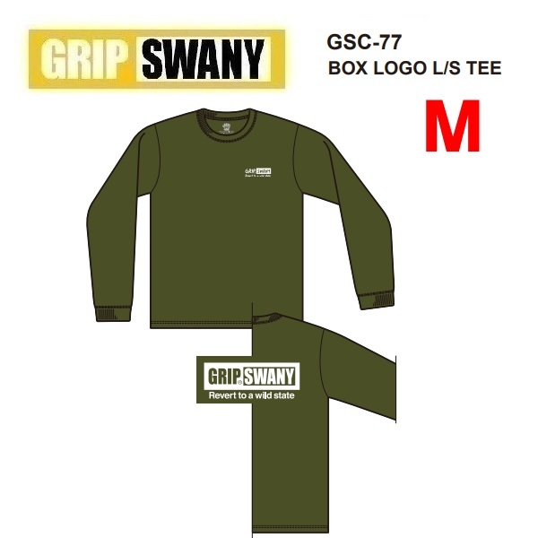 GRIP SWANY グリップスワニー ボックスロゴ ロングＴシャツ オリーブ M　GSC-77　メンズ　ロンＴ　アウトドア　キャンプ