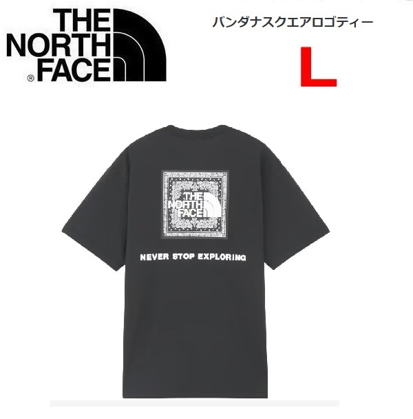 THE NORTH FACE ザノースフェイス バンダナスクエアロゴＴシャツ ブラック L　NT32446　メンズ　バックプリント　アウトドア