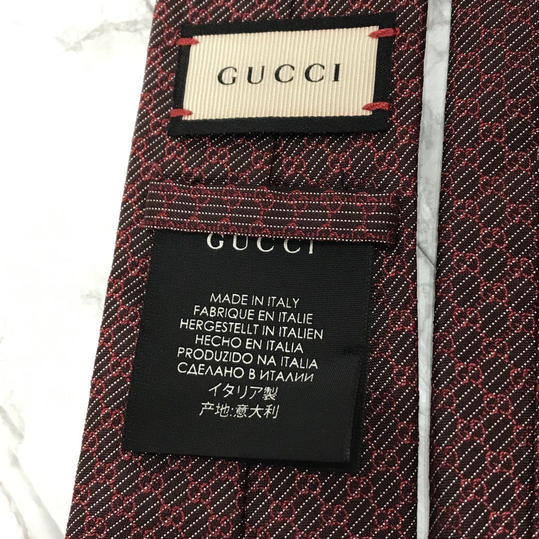 GUCCI グッチ ネクタイ　GG レッド　マイクロシマ_画像9