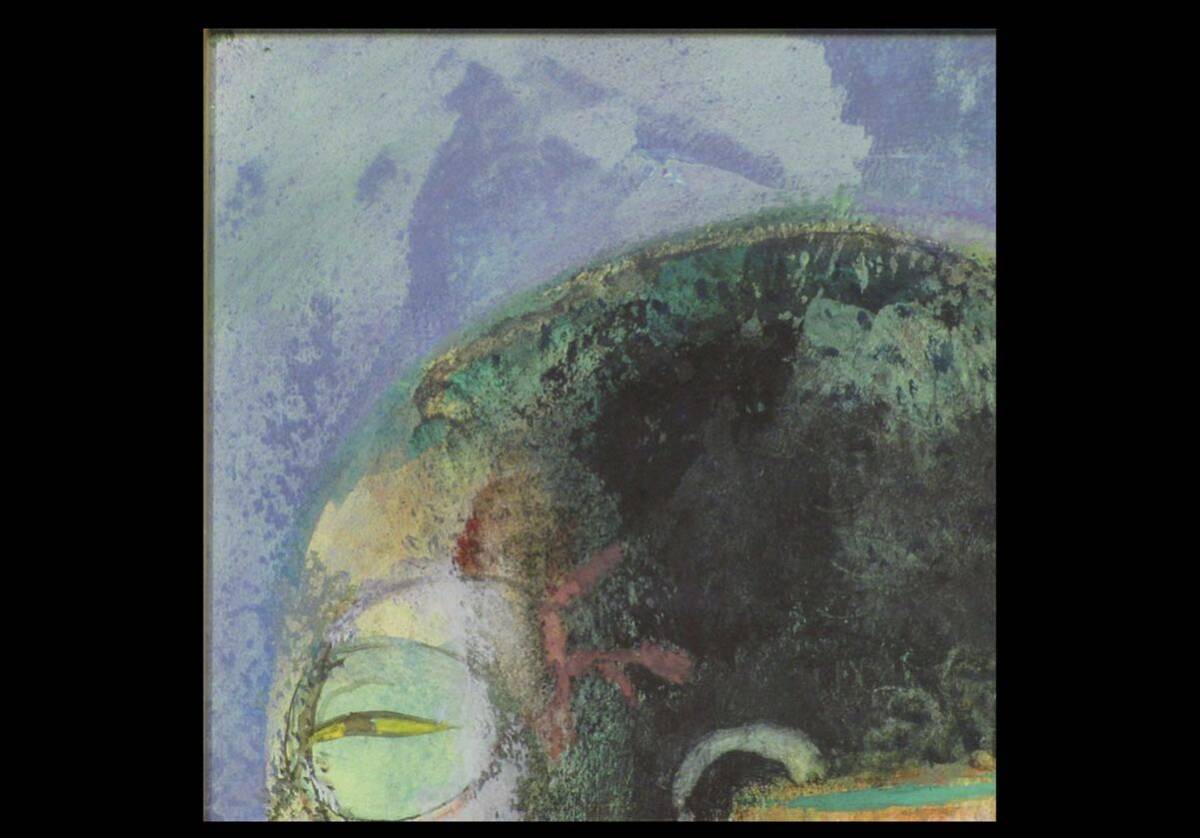 【真作】佐々木豊　「女の対話」　水彩8号　重色・マチエルに凝った独創性の際立った逸品。_画像5