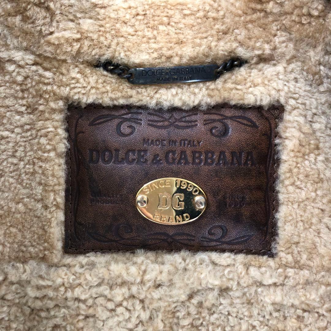 美品 ドルチェアンドガッパーナ DOLCE&GABBANA ムートンジャケット レザージャケット ラムレザー ブラウン Mサイズ_画像4