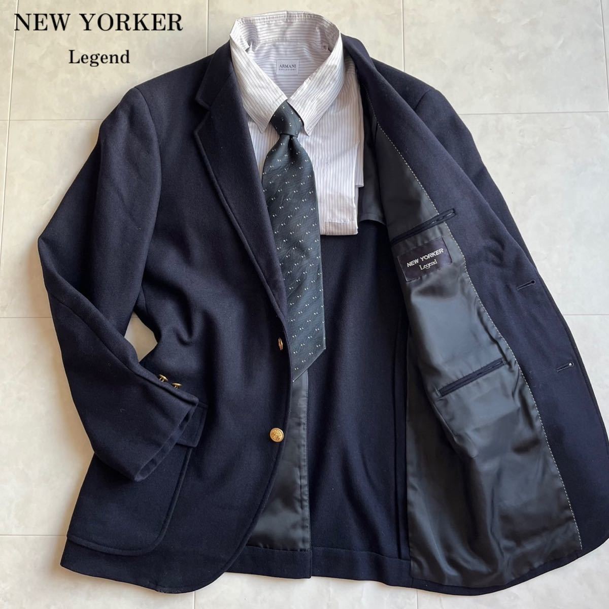 NEW YORKER ニューヨーカー　テーラードジャケット ジャケット ネイビー 金ボタン　背抜き　ビジネス