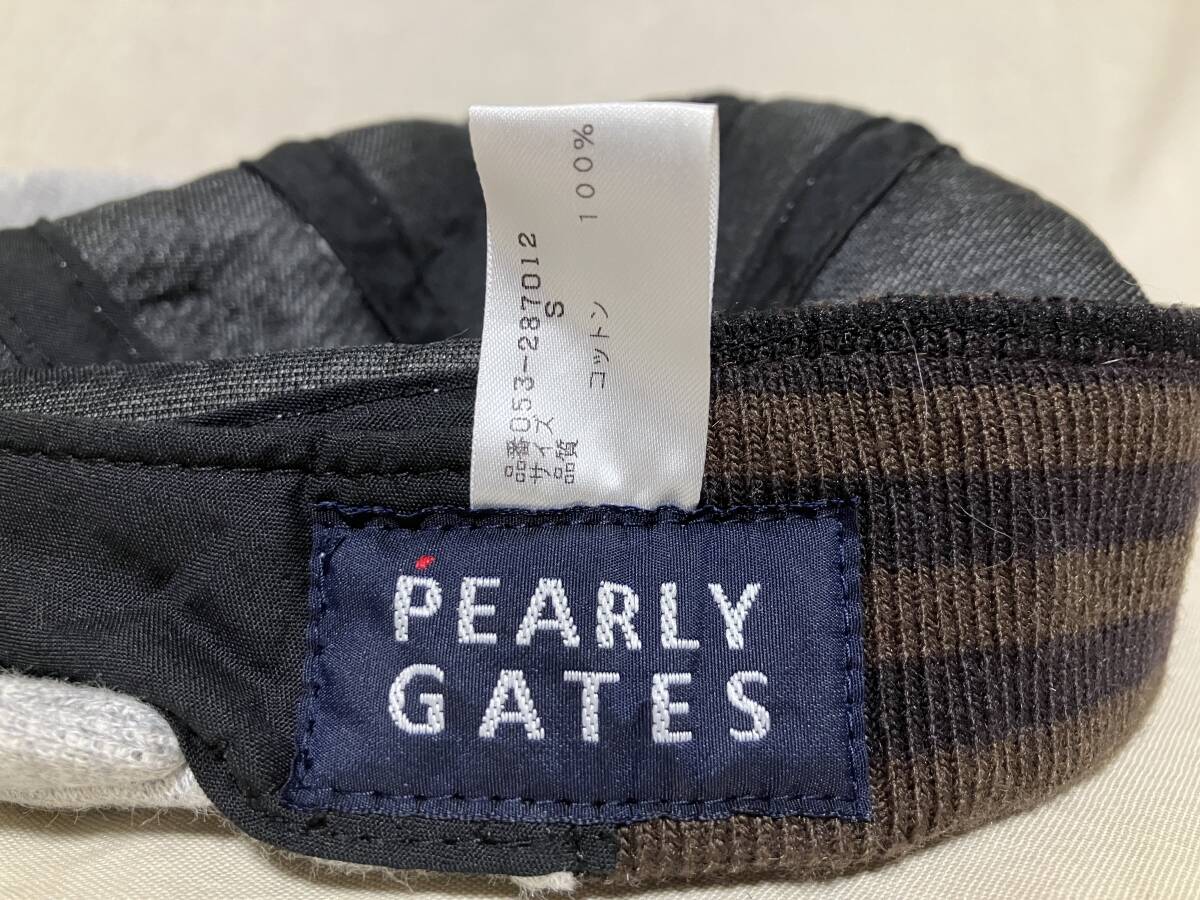 PEARLY GATES パーリーゲイツ つば付きキャップ/帽子 スエット地×リブ グレー/ブラウン系 S 中古品 日本製 レディース_画像9