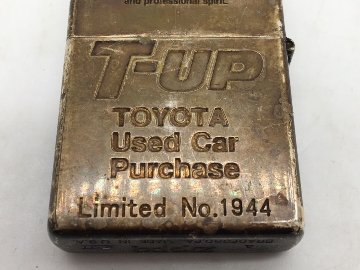 0303-223MKM23279 佐川　オイルライター 火花× ZIPPO ジッポ T-UP TOYOTA Used Car Purchase / Limited No.1944 喫煙具 変色有_画像5