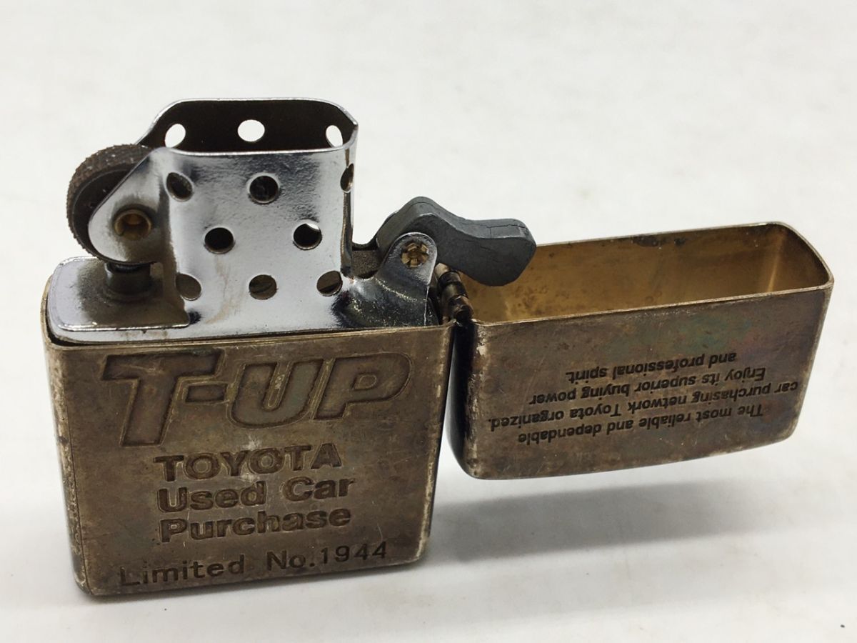 0303-223MKM23279 佐川　オイルライター 火花× ZIPPO ジッポ T-UP TOYOTA Used Car Purchase / Limited No.1944 喫煙具 変色有_画像7