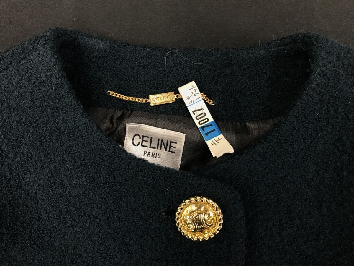 0304-121T⑨6016 洋服 セットアップ CELINE セリーヌ レディース グリーン 緑 ジャケット スカート NELITRE_画像2