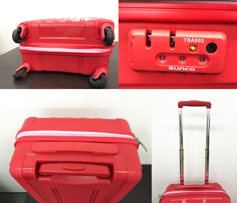 0304-111T⑨6016　スーツケース SUNCO サンコー SIPP-49 TSA002 赤 レッド TSAロック 　内柄　サイズ写真掲載_画像6