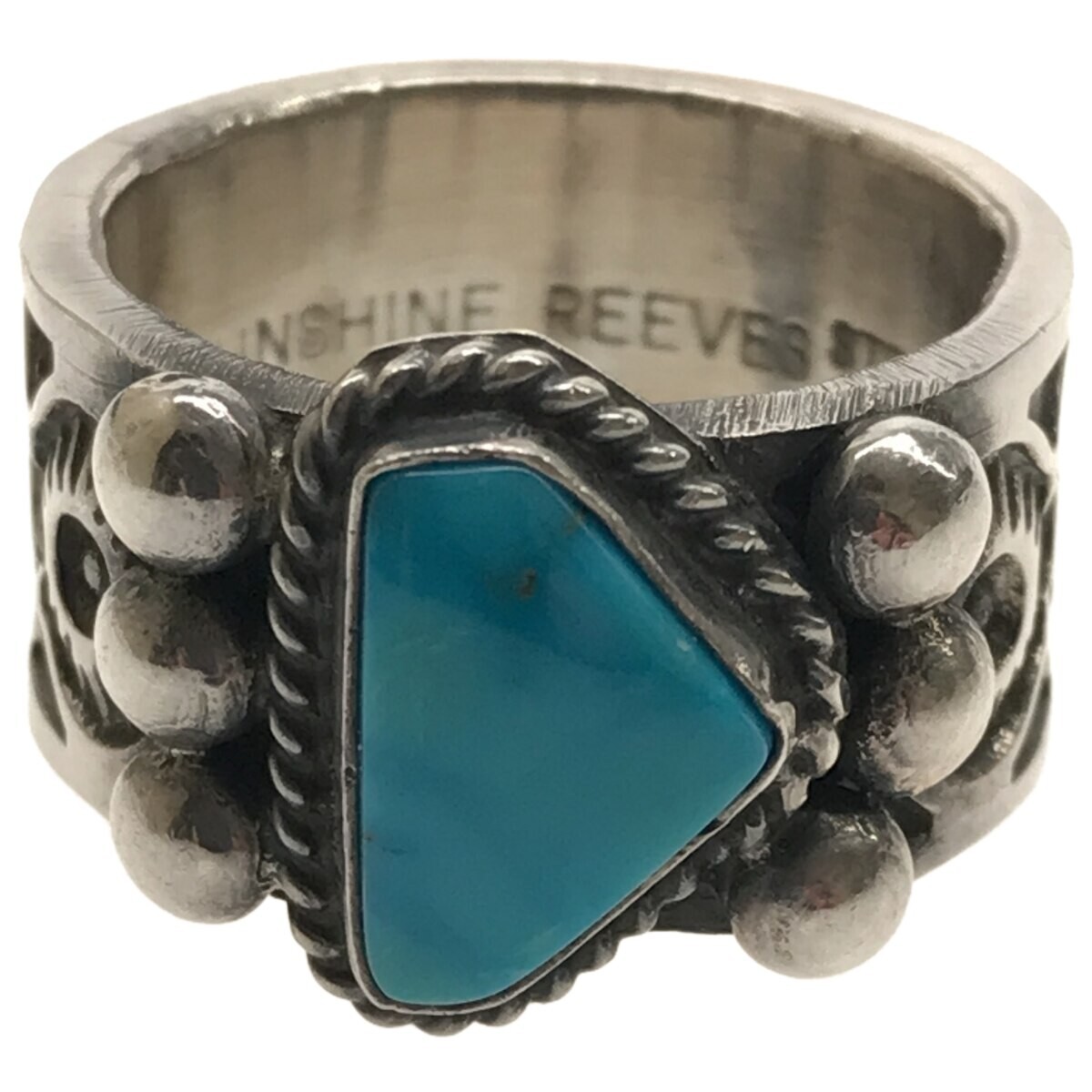 [ sunshine Lee bs]Sunshin Reeves индеец ювелирные изделия серебряное кольцо бирюзовый 18 номер Navajo группа STERLING печать SILVER A771