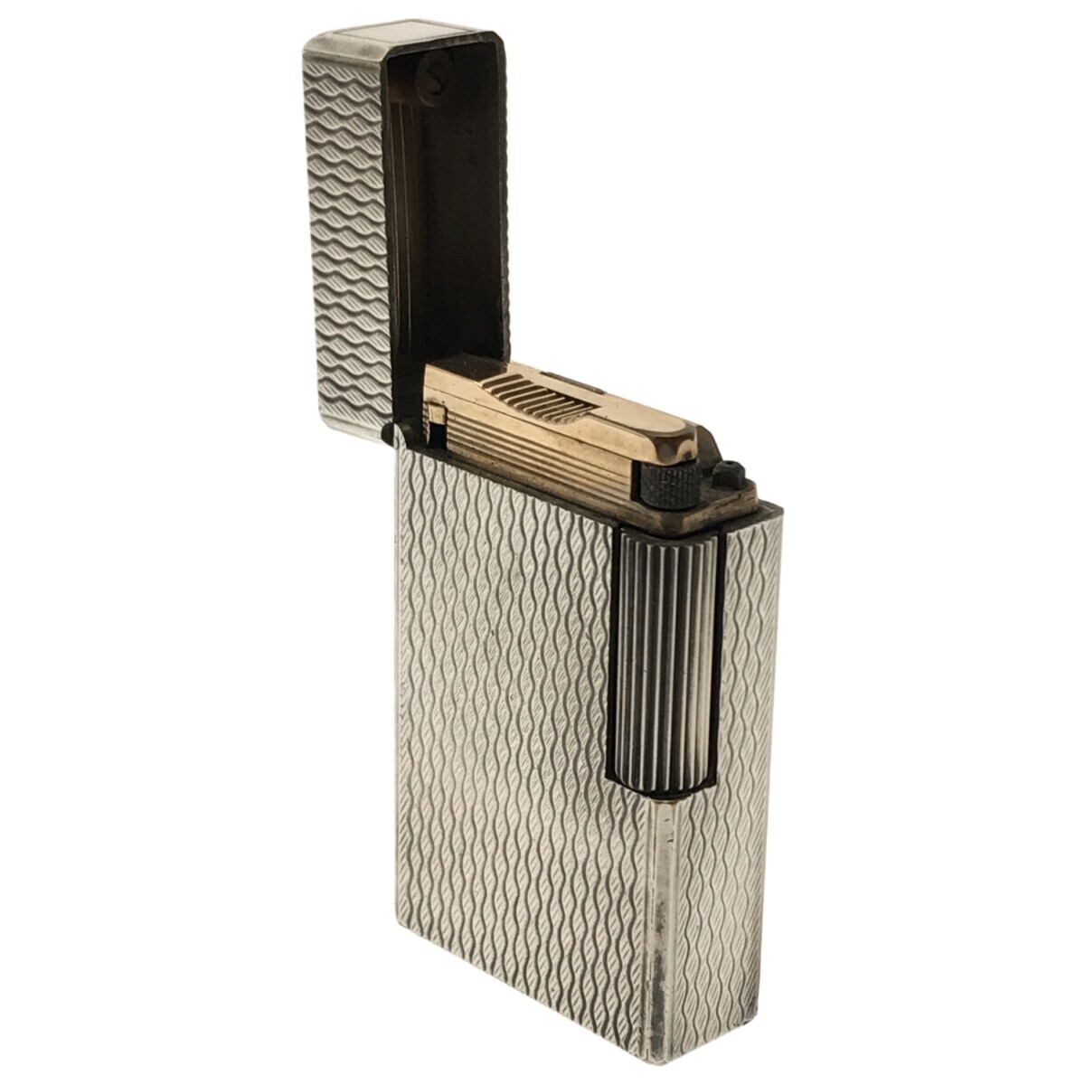 【S.T.Dupont gas lighter】エス・テー・デュポン ライン1 L ウェーブ シルバーカラー ガスライター 喫煙具 コレクション 現状品 J1161_画像5