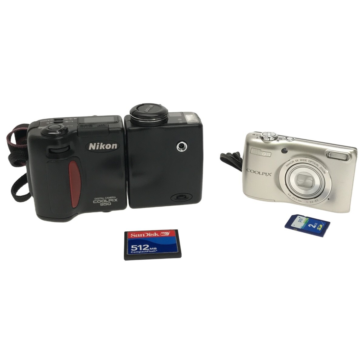 【動作品 デジカメ 2台まとめ】Nikon COOLPIX L26 シルバー 1614万画素 + 950 ブラック 211万画素 単三電池仕様 マクロ機能 ニコン C3941