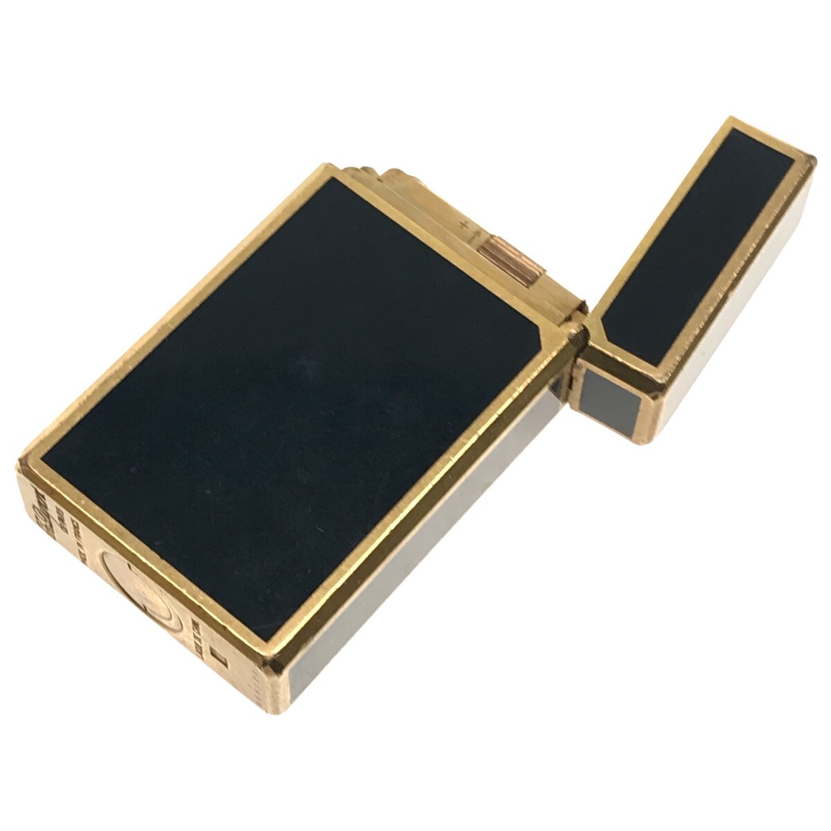 [S.T.Dupont] Esthe - Dupont line 1 Large Gold × dark navy capital . roller type red gas lighter smoking . present condition goods J1168